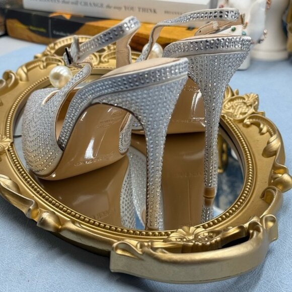 🆕 BLACK SUEDE STUDIO 🧿 NWOB Reina 100 White Crystal Slingback PumpsSz 36 US5.5 - Picture 11 of 16